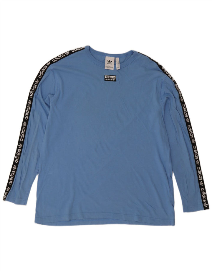 Adidas Mens Graphic Top Long Sleeve Large Blue Colourblock Cotton