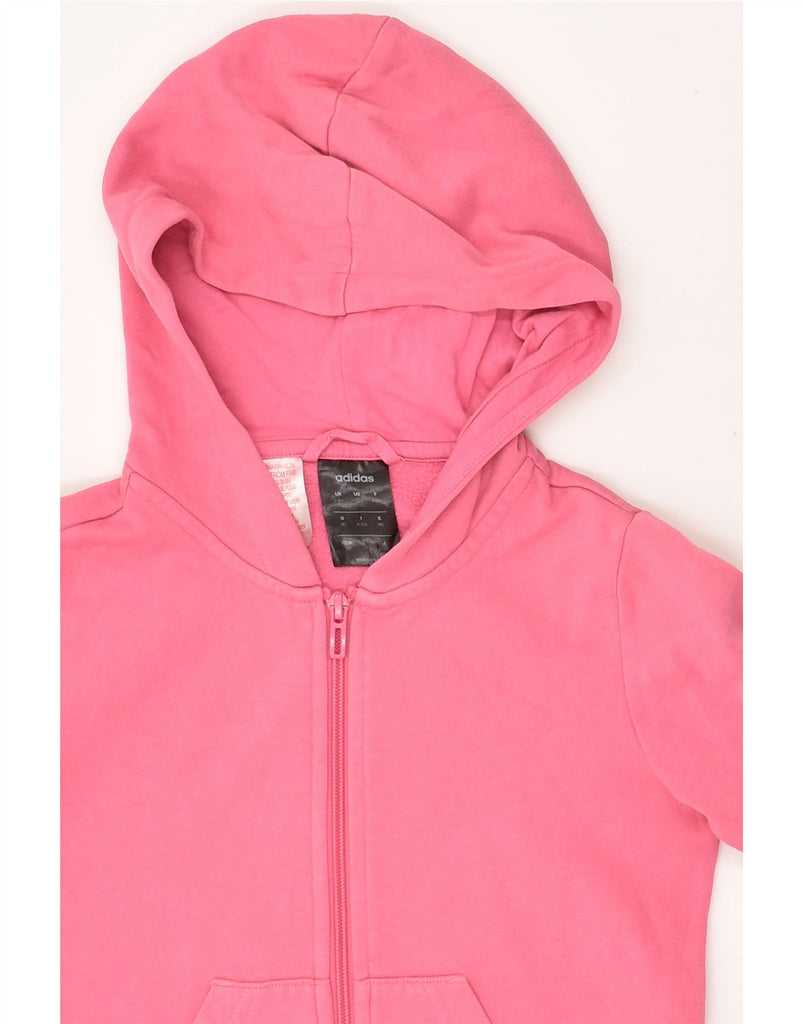 ADIDAS Girls Graphic Zip Hoodie Sweater 9-10 Years Pink Cotton | Vintage Adidas | Thrift | Second-Hand Adidas | Used Clothing | Messina Hembry 