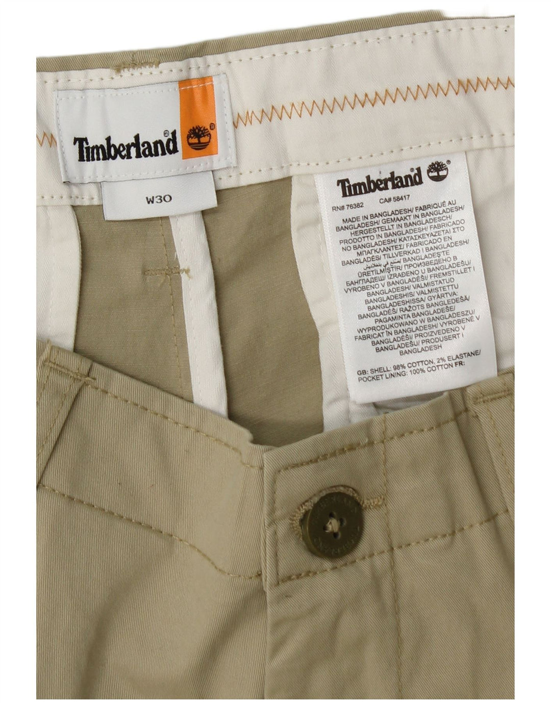 Timberland Mens Chino Shorts W30 Medium Green Cotton