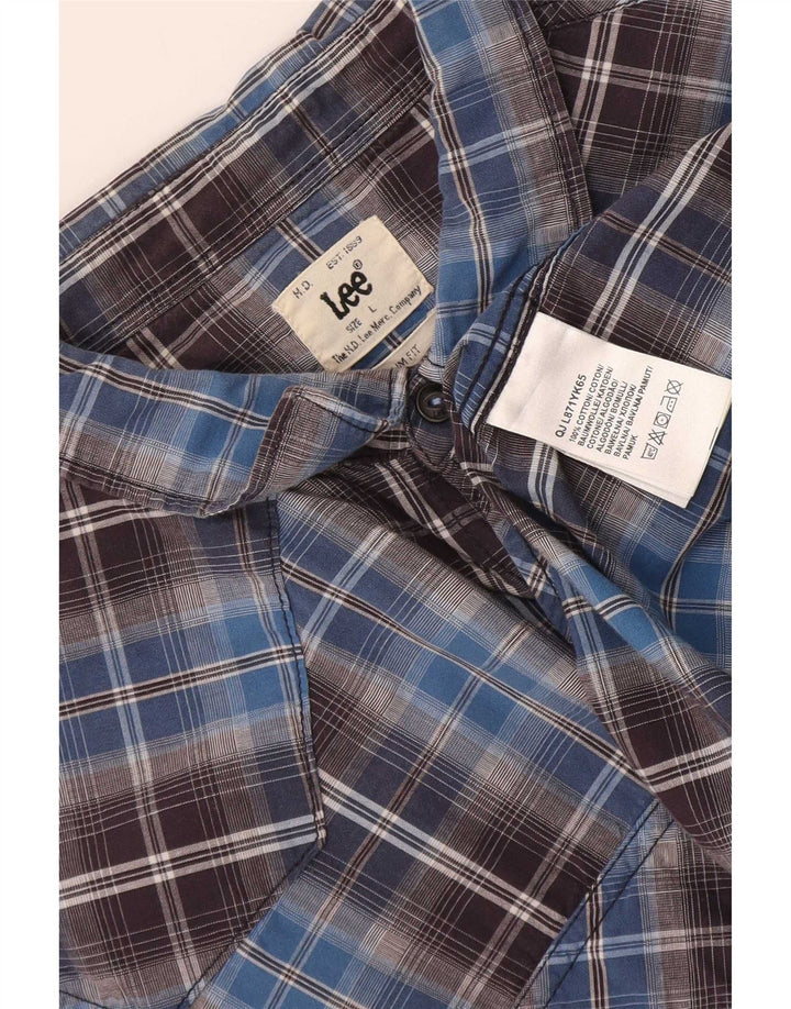 Lee Mens Slim Fit Shirt Large Blue Check Cotton