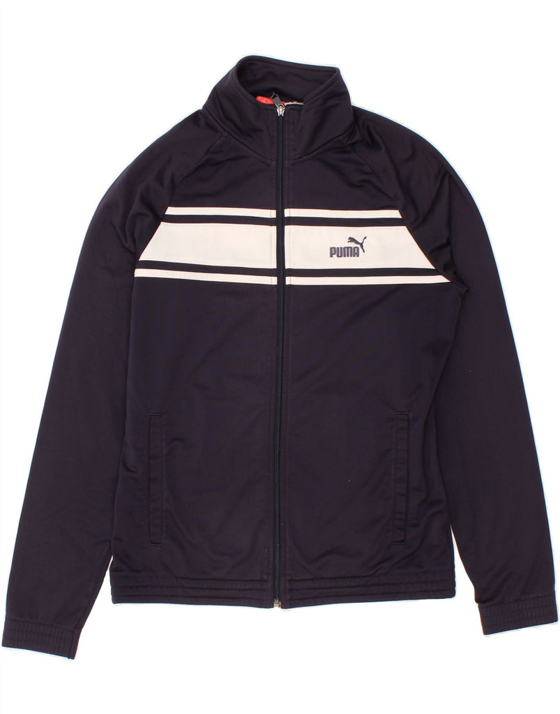 PUMA Mens Graphic Tracksuit Top Jacket Small Navy Blue Colourblock Vintage Puma and Second-Hand Puma from Messina Hembry 