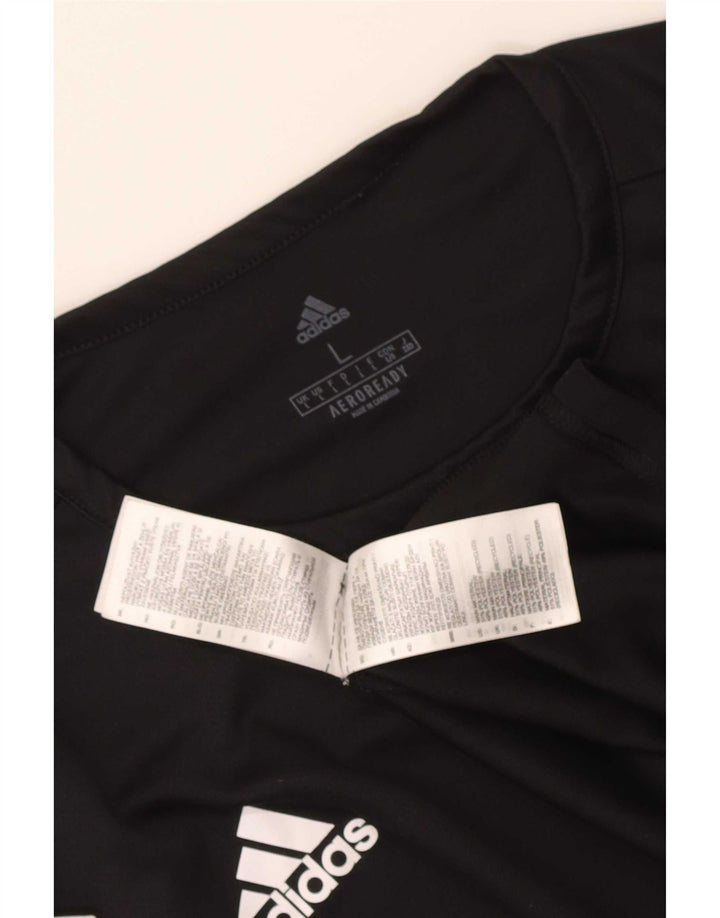 Adidas Mens Short Sleeve T-Shirt Top Large Black Colourblock Polyester