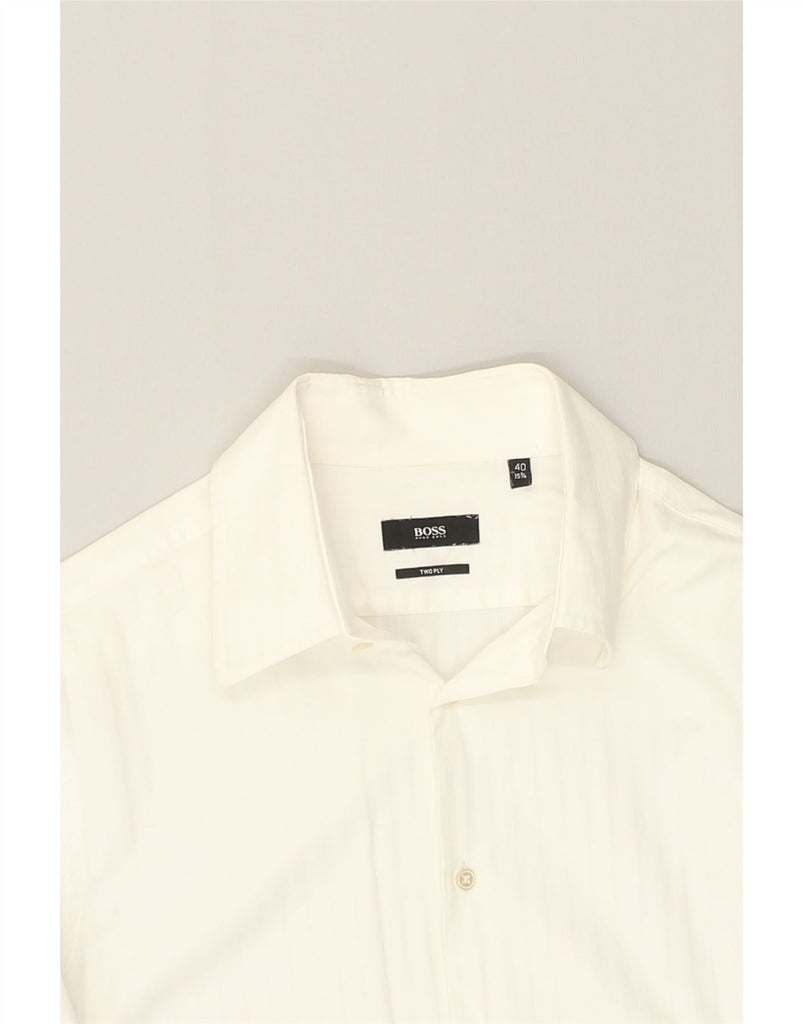 HUGO BOSS Mens Shirt Size 15 3/4 40 Medium White Cotton | Vintage Hugo Boss | Thrift | Second-Hand Hugo Boss | Used Clothing | Messina Hembry 