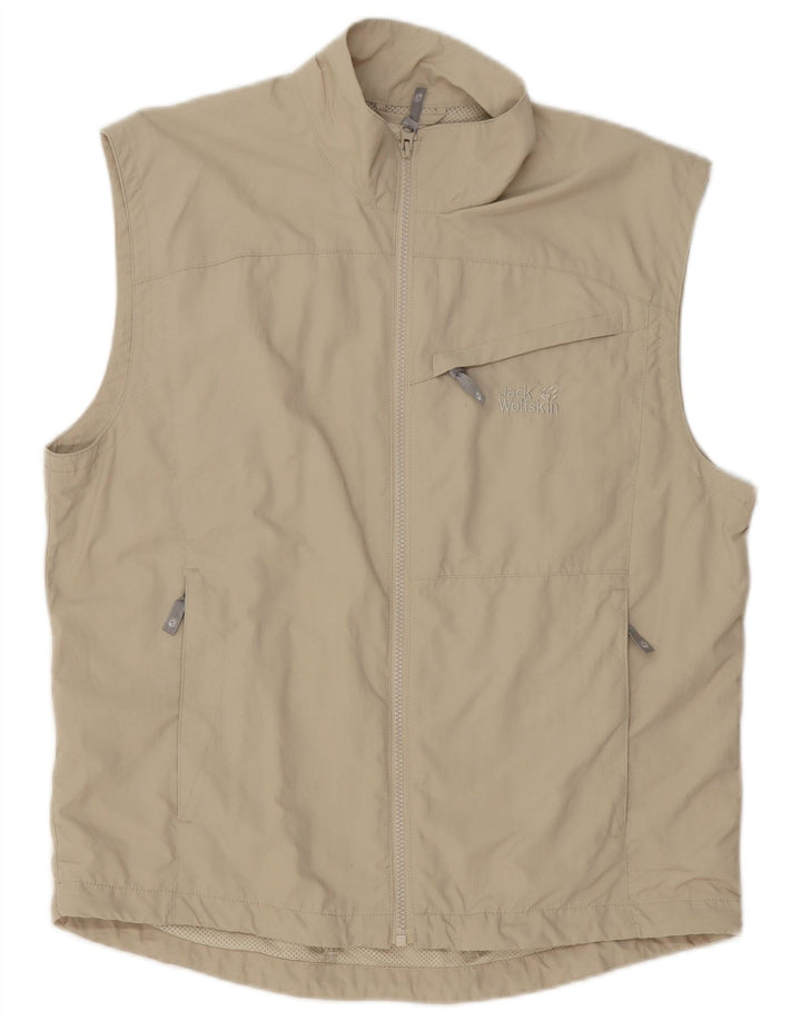 Jack Wolfskin Mens Sleeveless Tracksuit Top Jacket UK 36/38 Medium Beige
