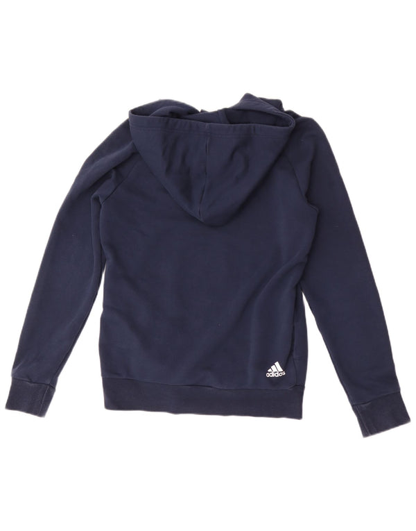 Adidas Womens Graphic Hoodie Jumper UK 8/10 Small Navy Blue Cotton