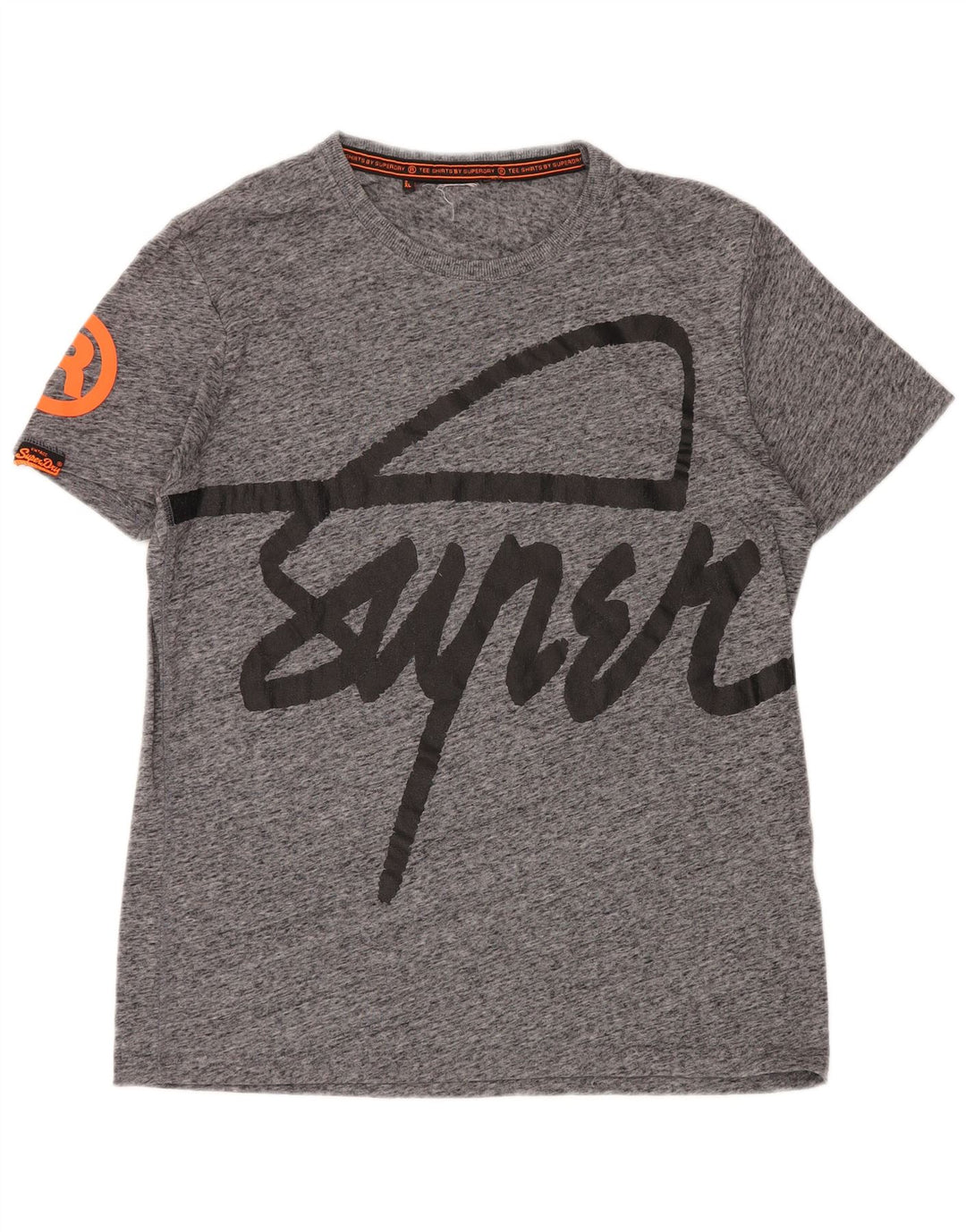 SUPERDRY Mens Graphic T-Shirt Top 2XL Grey Flecked