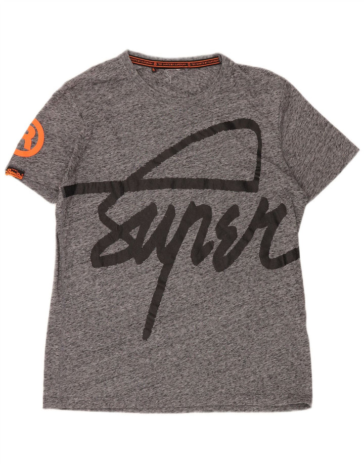 SUPERDRY Mens Graphic T-Shirt Top 2XL Grey Flecked