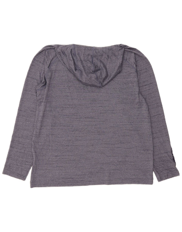 UNDER ARMOUR Mens Heat Gear Hooded Top Long Sleeve Large Navy Blue Flecked