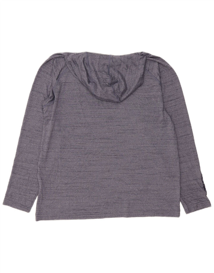 UNDER ARMOUR Mens Heat Gear Hooded Top Long Sleeve Large Navy Blue Flecked