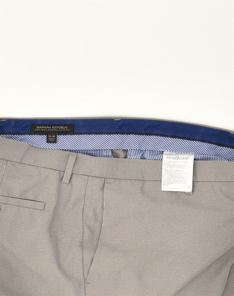 BANANA REPUBLIC Mens Slim Fit Suit Trousers W32 L31  Grey Cotton | Vintage Banana Republic | Thrift | Second-Hand Banana Republic | Used Clothing | Messina Hembry 