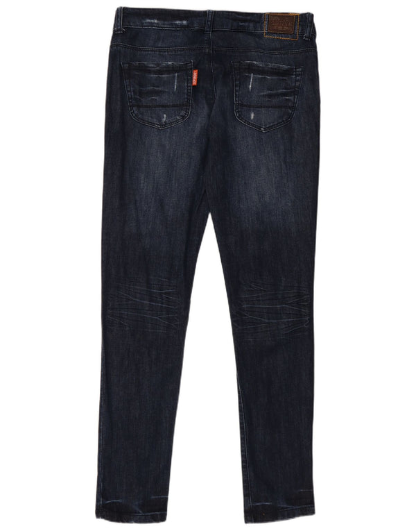 Superdry Womens Powder Distressed Slim Jeans W30 L32 Navy Blue Cotton