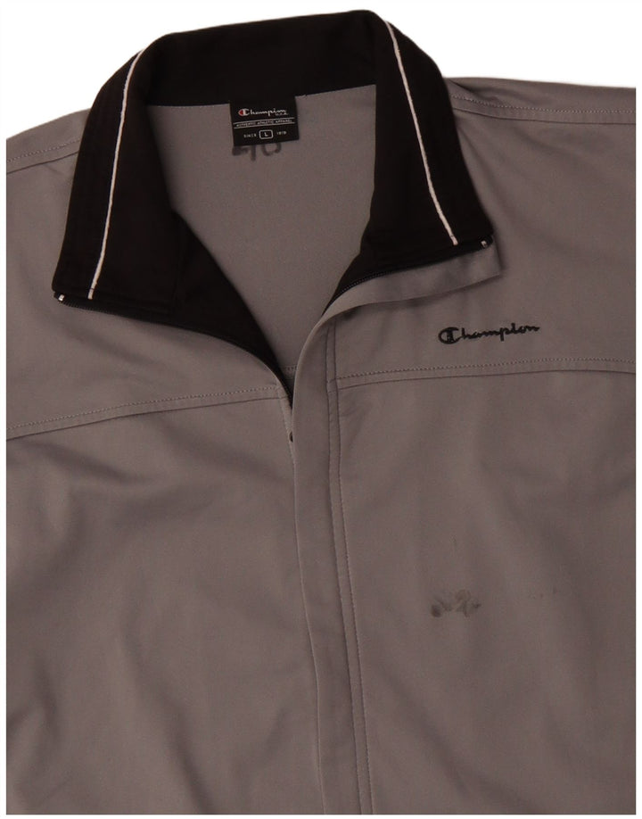 Champion Mens Tracksuit Top Jacket Large Grey Polyester Sports