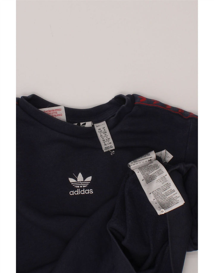 Adidas Boys Graphic Sweatshirt Jumper 2-3 Years Navy Blue Cotton