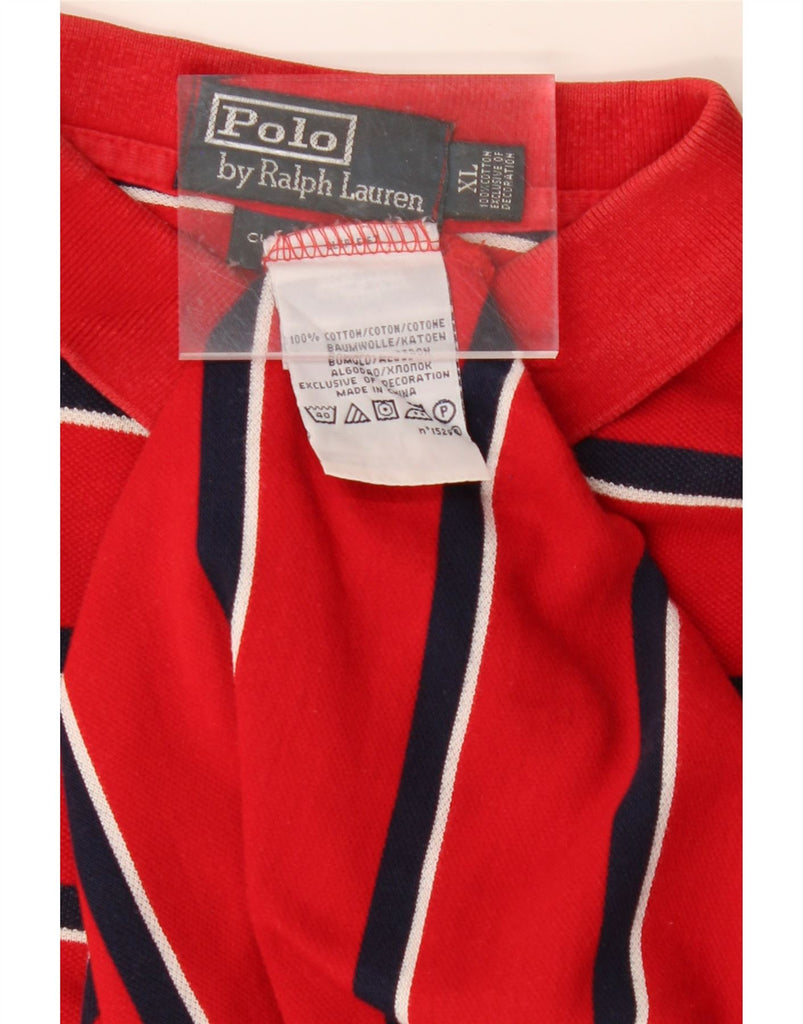 POLO RALPH LAUREN Mens Polo Shirt XL Red Striped Cotton Vintage Polo Ralph Lauren and Second-Hand Polo Ralph Lauren from Messina Hembry 