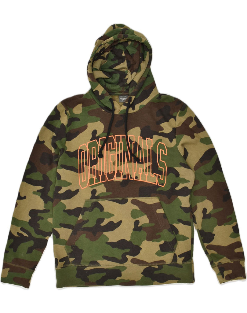 JACK & JONES Mens Graphic Hoodie Jumper Small Green Camouflage Cotton | Vintage Jack & Jones | Thrift | Second-Hand Jack & Jones | Used Clothing | Messina Hembry 