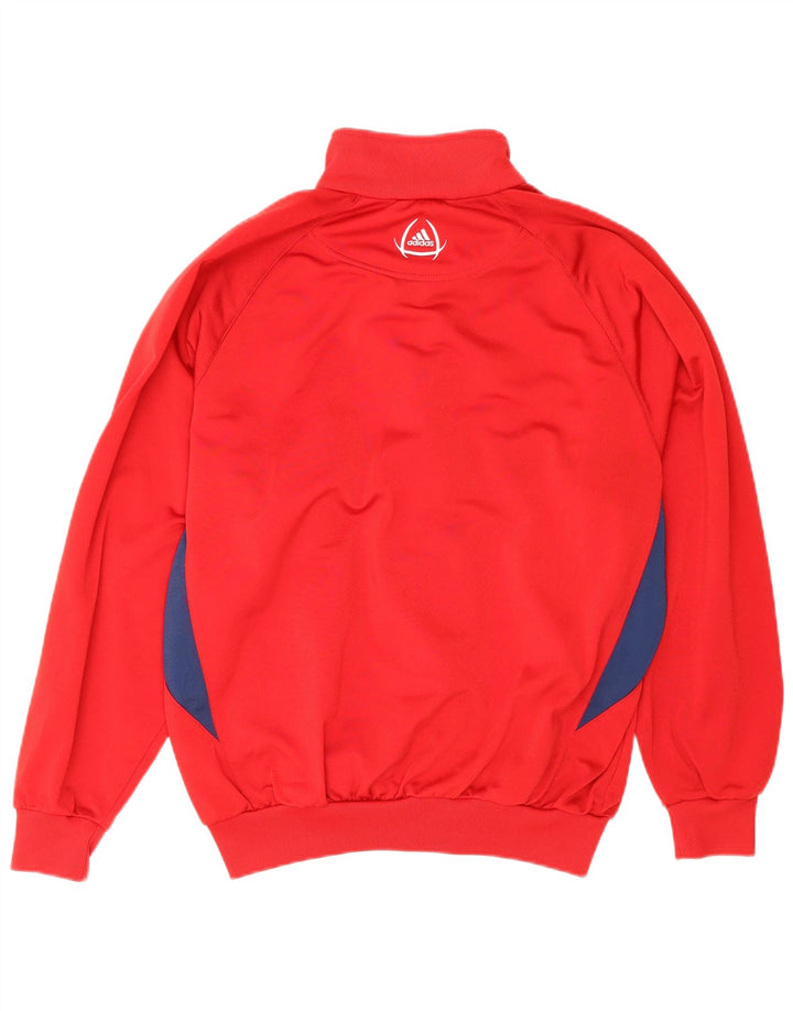 Adidas Boys Tracksuit Top Jacket 13-14 Years Red Colourblock Polyester
