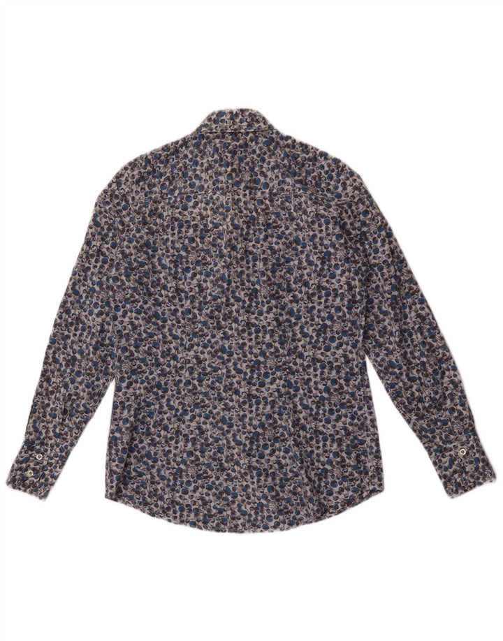Fred Perry Womens Shirt UK 14 Medium Blue Floral Cotton