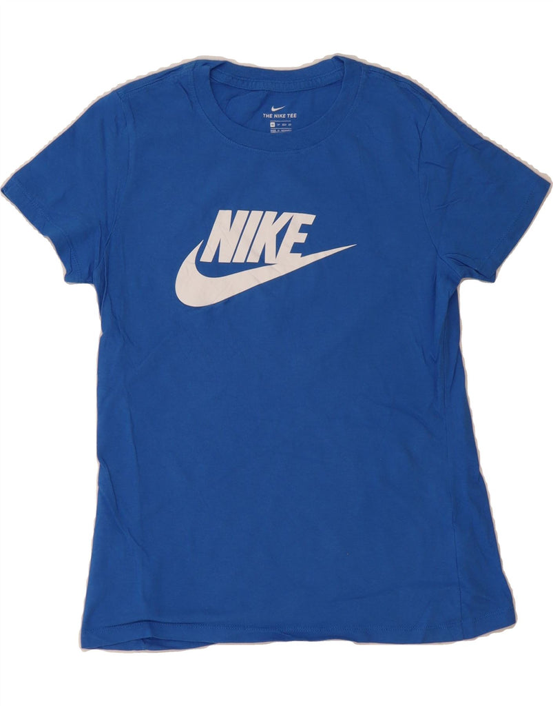 NIKE Womens Graphic T-Shirt Top UK 6 XS Blue Cotton Vintage Nike and Second-Hand Nike from Messina Hembry 