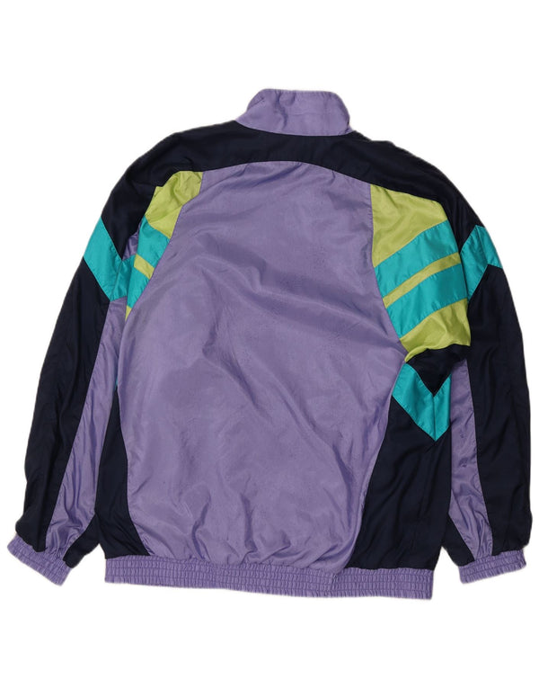 Adidas Mens Tracksuit Top Jacket UK 42/44 Large Purple Colourblock Nylon