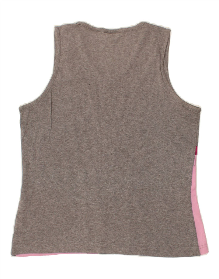 FILA Womens Vest Top UK 12 Medium Grey Colourblock Cotton Vintage Fila and Second-Hand Fila from Messina Hembry 