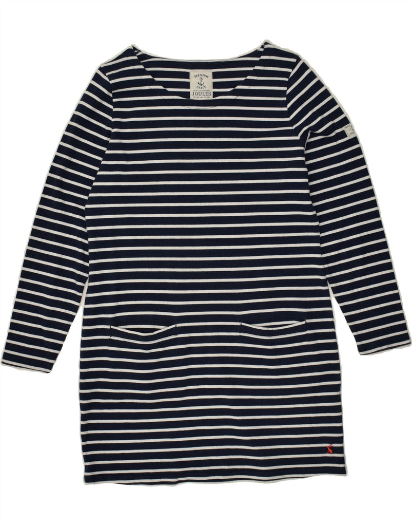 JOULES Womens Basic Dress UK 14 Large  Navy Blue Striped Cotton Nautical | Vintage Joules | Thrift | Second-Hand Joules | Used Clothing | Messina Hembry 