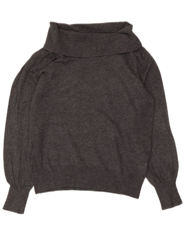 Marks & Spencer Womens Roll Neck Jumper Sweater UK 12 Medium Grey Viscose
