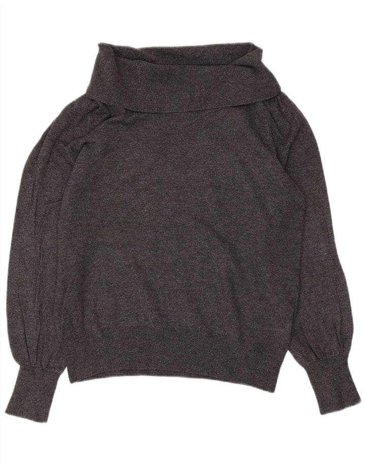Marks & Spencer Womens Roll Neck Jumper Sweater UK 12 Medium Grey Viscose