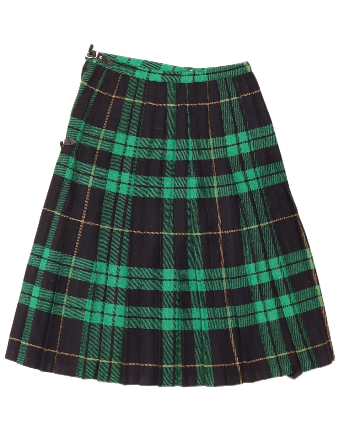 VINTAGE Womens Wrap Skirt IT 42 Medium W26 Green Plaid Acrylic
