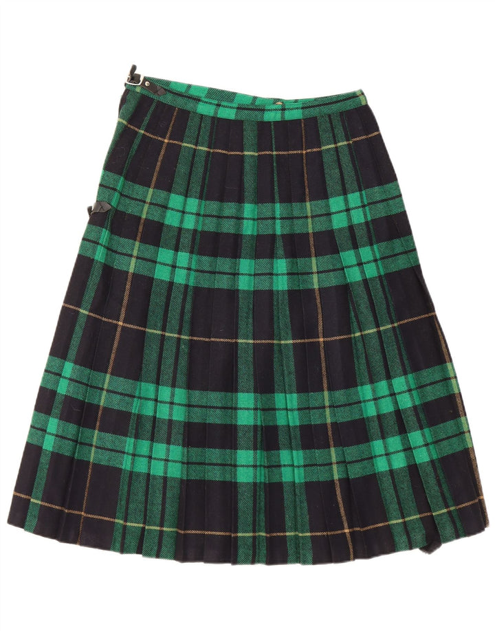 VINTAGE Womens Wrap Skirt IT 42 Medium W26 Green Plaid Acrylic