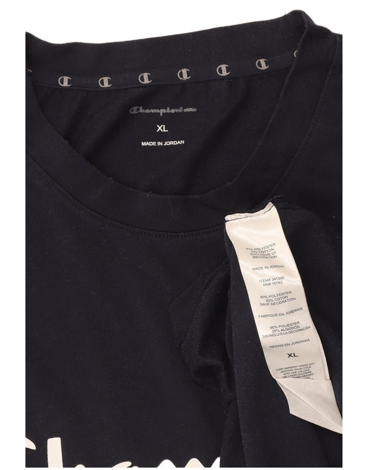 CHAMPION Mens Graphic T-Shirt Top XL Navy Blue Polyester
