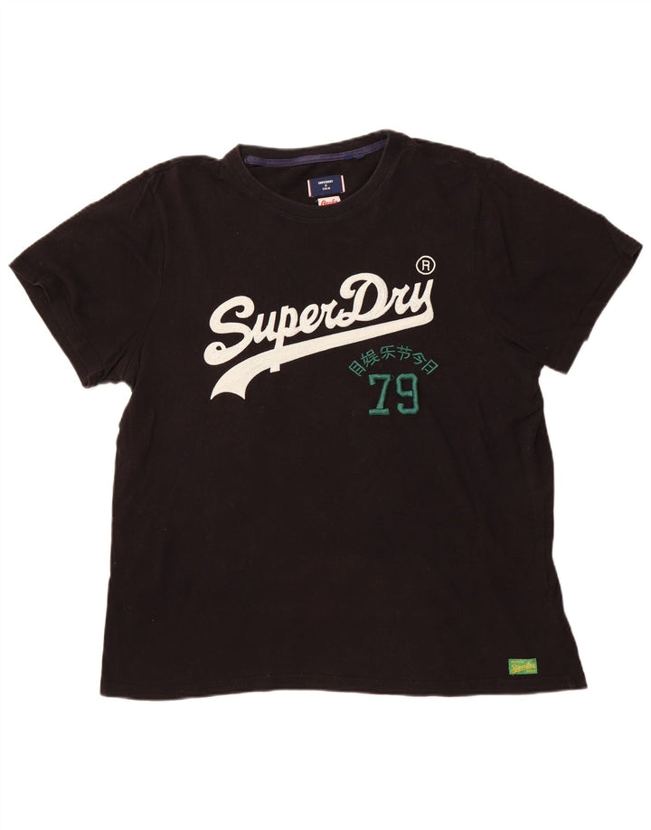 SUPERDRY Mens Graphic T-Shirt Top 2XL Black Cotton