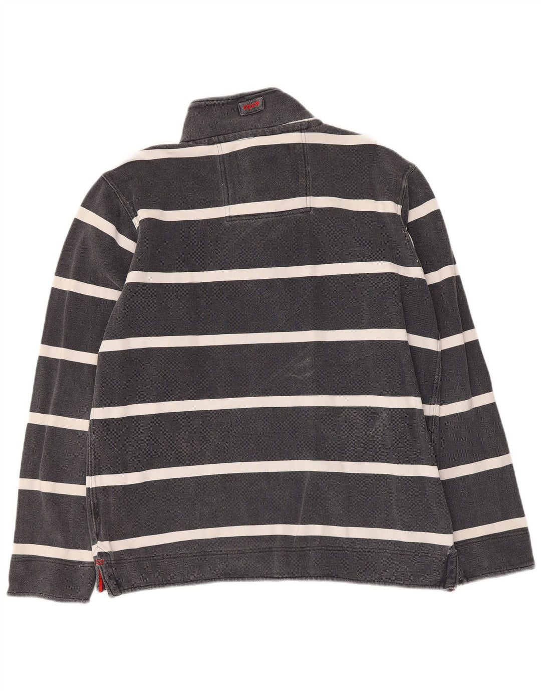 Crew Clothing Mens Button Neck Sweatshirt Jumper Small Grey Striped Cotton