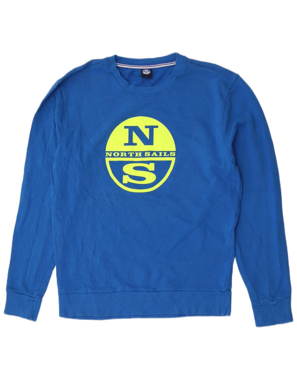North Sails Mens Graphic Sweatshirt Jumper Large Blue Cotton