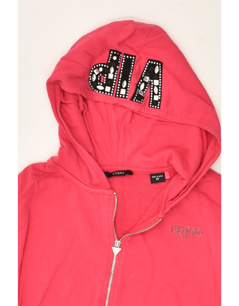 GUESS Girls Graphic Zip Hoodie Sweater 7-8 Years Pink Cotton | Vintage Guess | Thrift | Second-Hand Guess | Used Clothing | Messina Hembry 