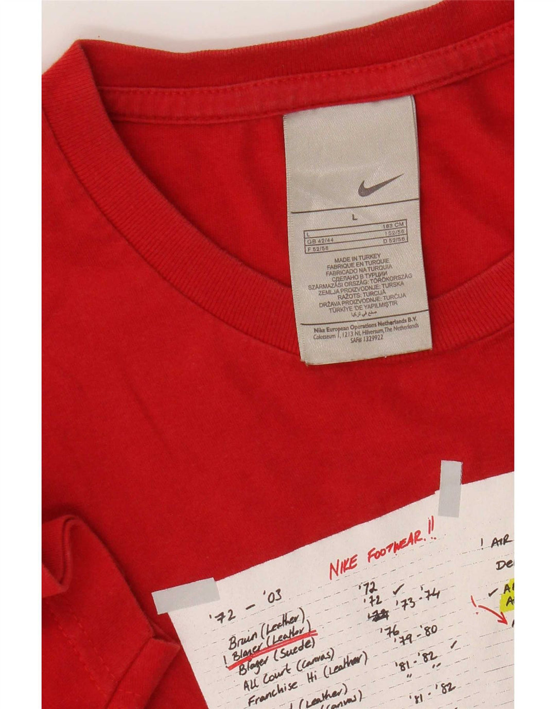 Nike Mens Regular Graphic T-Shirt Top Large Red Cotton