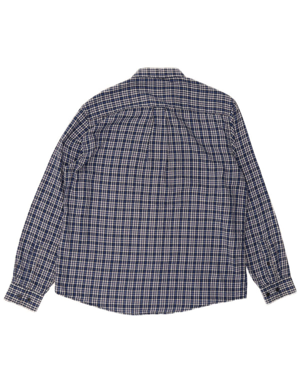 James Pringle Mens Flannel Shirt Large Blue Check Polyester