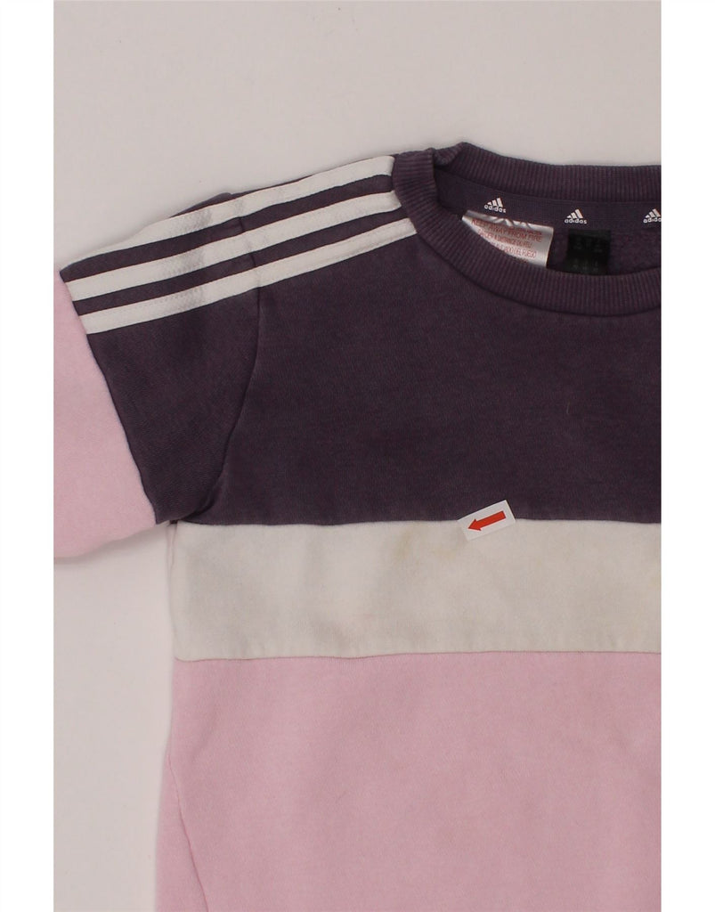 ADIDAS Baby Girls Sweatshirt Jumper 18-24 Months Pink Colourblock Cotton Vintage Adidas and Second-Hand Adidas from Messina Hembry 
