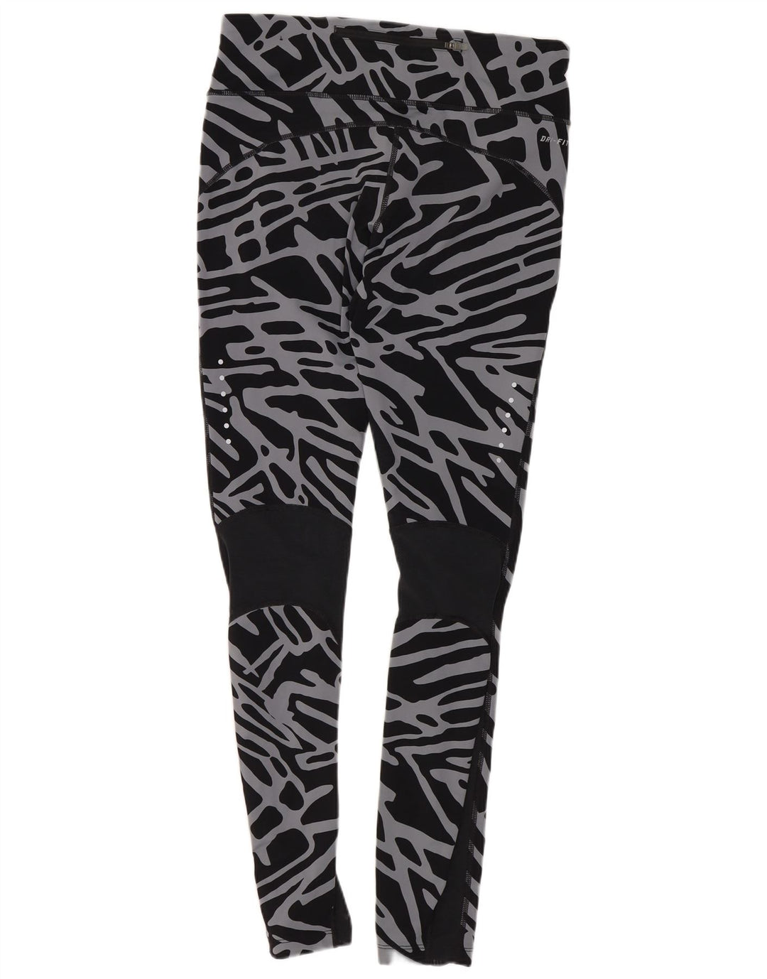 Nike Womens Dri Fit Abstract Pattern Leggings UK 12 Medium Black Nylon