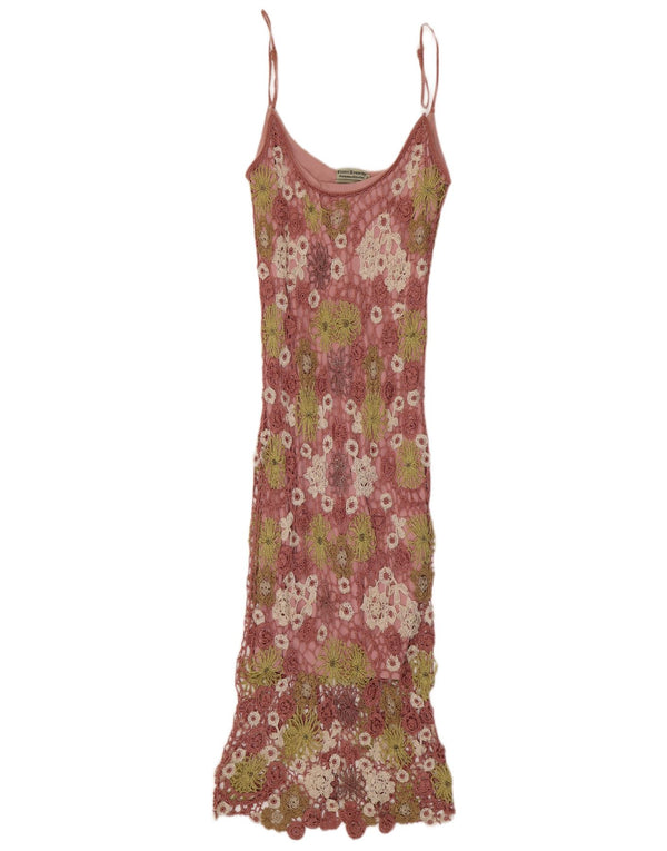 Claire Kennedy Womens Crochet Maxi Dress US 2 XS Pink Floral