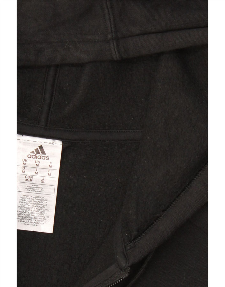 ADIDAS Mens Zip Hoodie Sweater Medium Black Cotton