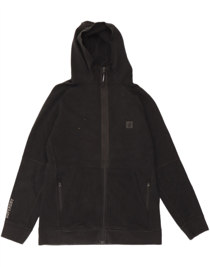 Superdry Mens Zip Hoodie Sweater Medium Black Cotton