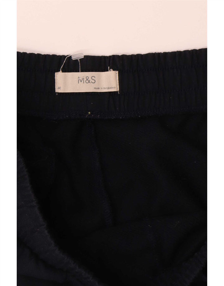 Marks & Spencer Womens Tracksuit Trousers UK 14 Medium Navy Blue Cotton