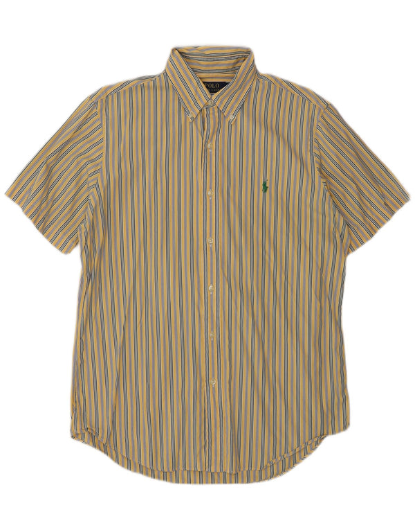 Polo Ralph Lauren Mens Short Sleeve Shirt Medium Yellow Striped Cotton