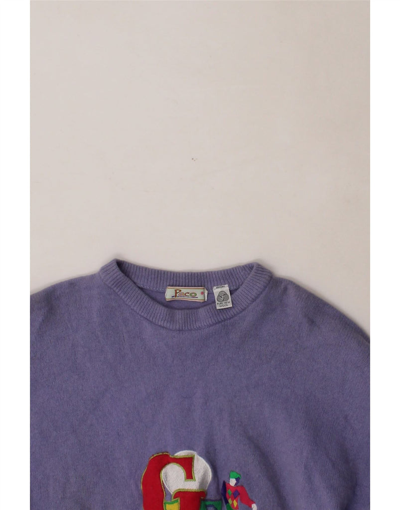 PACO Womens Boat Neck Jumper Sweater UK 12 Medium Purple Colourblock Vintage Paco and Second-Hand Paco from Messina Hembry 