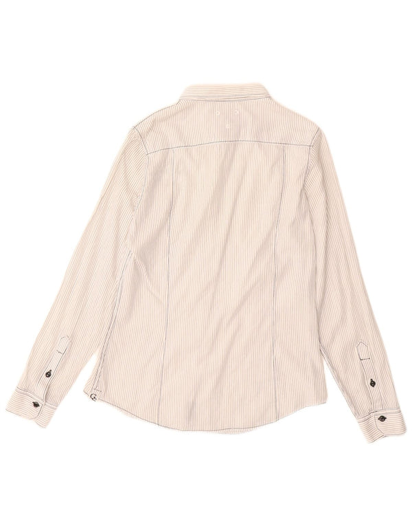 G-Star Womens Graphic Shirt UK 14 Medium White Pinstripe Cotton
