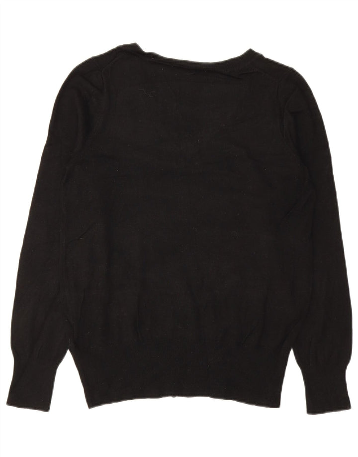 Marks & Spencer Womens V-Neck Jumper Sweater UK 10 Small  Black Viscose