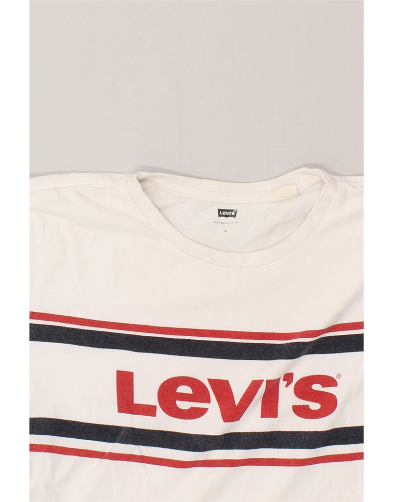 LEVI'S Womens Loose Fit Graphic T-Shirt Top UK 10 Small White Cotton | Vintage Levi's | Thrift | Second-Hand Levi's | Used Clothing | Messina Hembry 