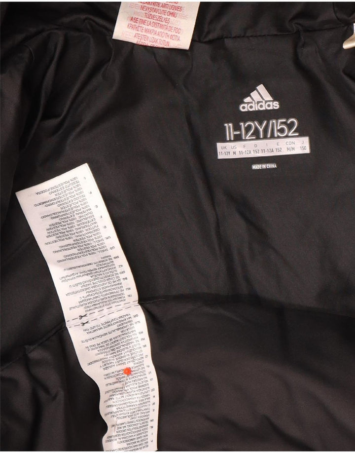 Adidas Boys Hooded Padded Jacket 11-12 Years Black Polyester
