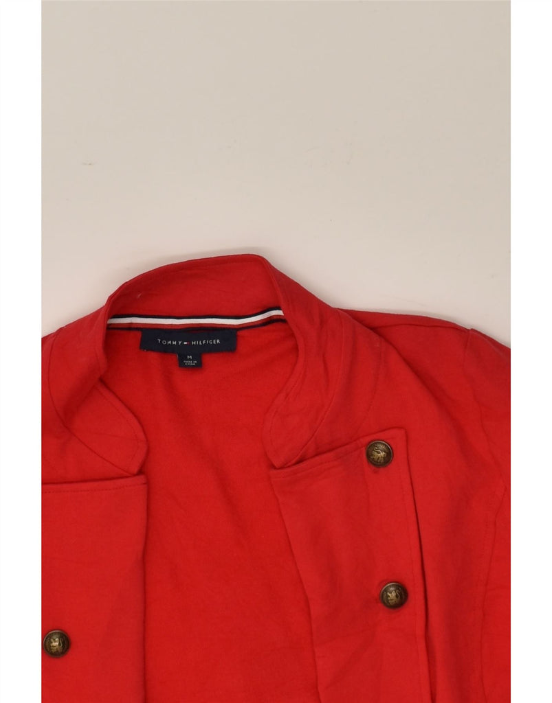 TOMMY HILFIGER Womens Cardigan Sweater UK 14 Medium Red Cotton | Vintage Tommy Hilfiger | Thrift | Second-Hand Tommy Hilfiger | Used Clothing | Messina Hembry 