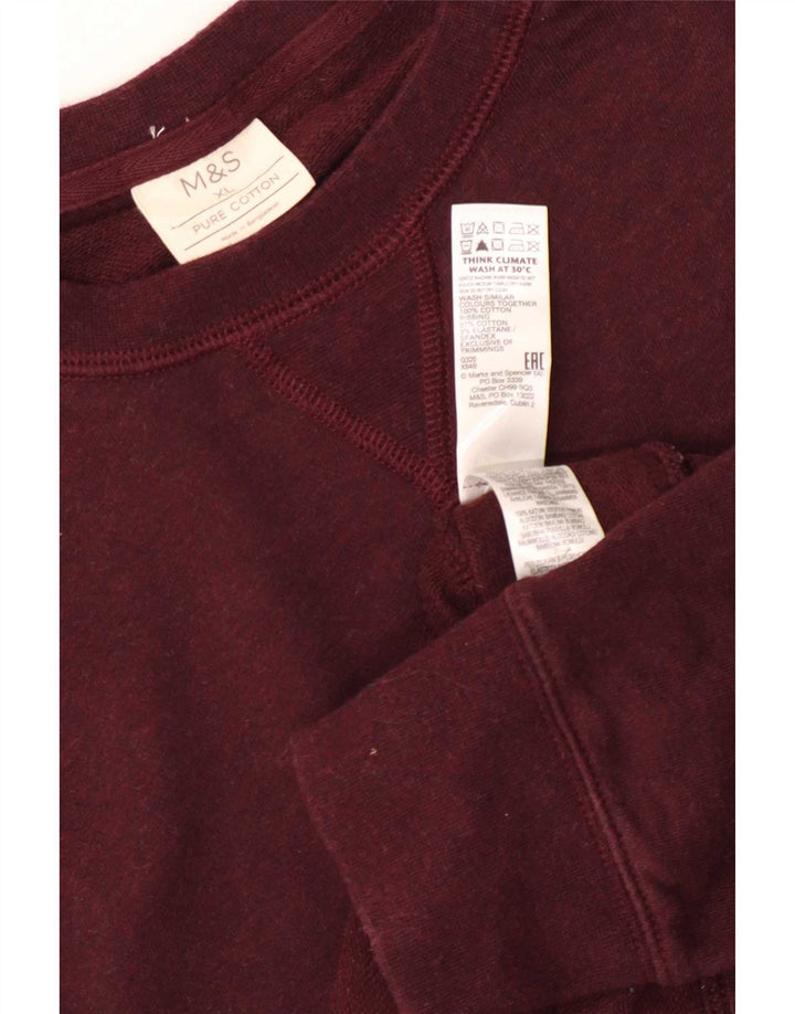 Marks & Spencer Mens Sweatshirt Jumper XL Burgundy Cotton